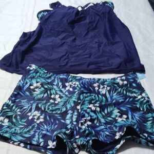 Younique Midnight Blue and Leafy Floral Swimsuit